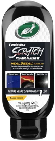 Turtle Wax Scratch Repair and Renew, Autokratzerentferner, entfernt Wirbelspuren, Lackübertragungen, Scheinwerferoxidation, Wasserflecken am Auto, sicher für alle Lackfarben, 200 ml