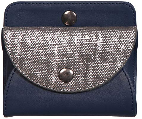 Clairefontaine 410082C Portemonnaie Lawrence, aus Lammleder, 11,5 x 2 x 8cm, 1 Stück, Blau/Silber