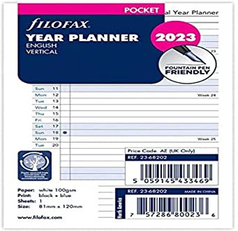 FILOFAX Pocket Jahresplaner vertikal (englisch)2023