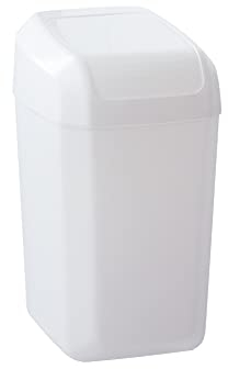 Denox DEN126 Troya Poubelle avec couvercle basculant 15 l, blanc, 280 x 220 x 400 mm