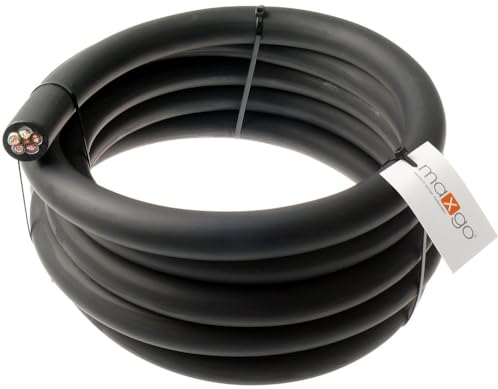 Schwere Gummischlauchleitung Elektrokabel Anschlussleitung Flexibel Strom Kabel H07RN-F 5G25mm² (5x25 mm²) für Außenbereich Outdoor Schwarz Länger 5-50m, Länge:5m