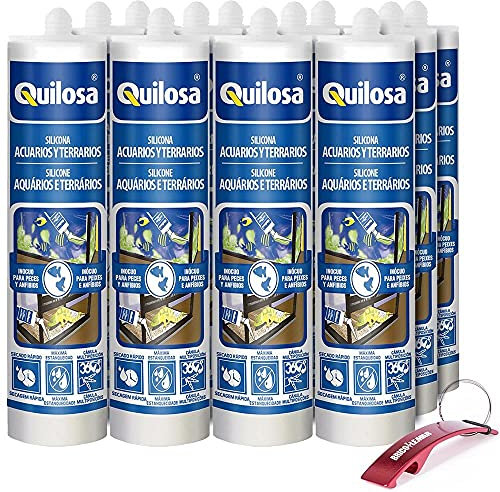 Kit silicone pour aquariums et terrariums noir 12 cartouches 290 ml + porte-clés Bricolemar en cadeau (12 cartouches de couleur noire + porte-clés en cadeau, 290 ml)