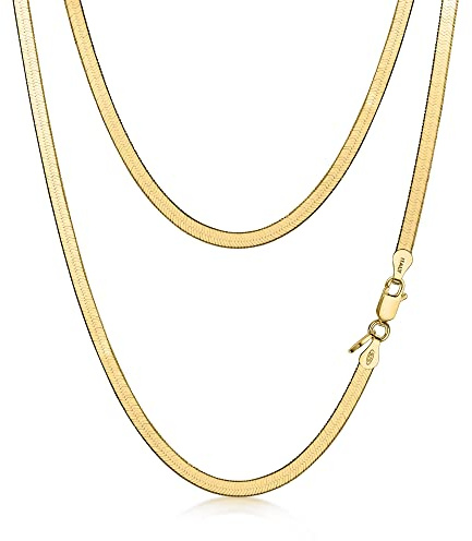 Amberta Damen Flache Schlangen Halskette aus 925 Sterling Silber