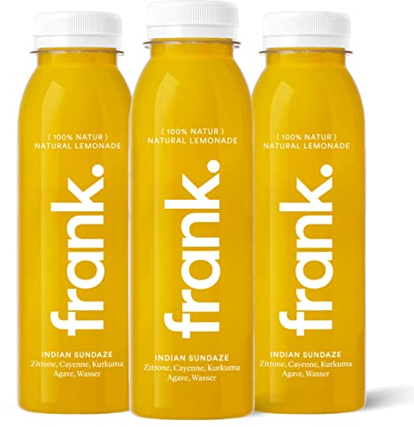 FRANK JUICE INDIAN SUNDAZE - kaltgepresster veganer Saft | 12 x 330 ml | Aus Fruchtsäfte & Gemüsesäfte mit Zitrone, Agave, Kurkuma und Cayenne, inkl. EINWEG-PFAND 3€