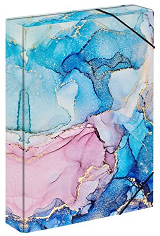 Baagl Heftbox für Schulranzen - Heftmappe A4 für Kinder mit Gummiband und Innenklappen - Sammelmappe, Sammelbox mit Gummizug für Mädchen (Marble)