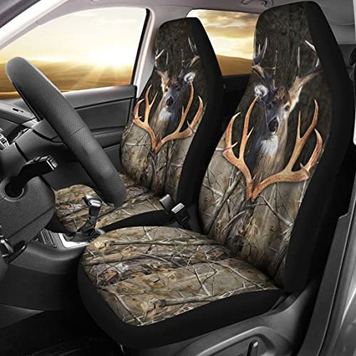 601 2Er Set Autositzbezüge Atmungsaktiv Auto-Schonbezüge Sanft Auto-Zubehör Schalensitzbezug Vordersitzbezug Universal Für SUV Fahrzeuge Limousine Jagd Buck Camo In Anlter - Hirschjagd-Tarnung