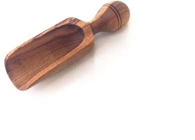 Paletta lunghezza 12 cm pala per spezie in legno, cucchiaio dosatore per farina, manico rotondo in legno d'oliva fatto a mano