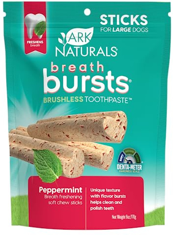 ARK NATURALS Breath Bursts Peppermint Dog Dental Sticks, Large Breed (6 oz)