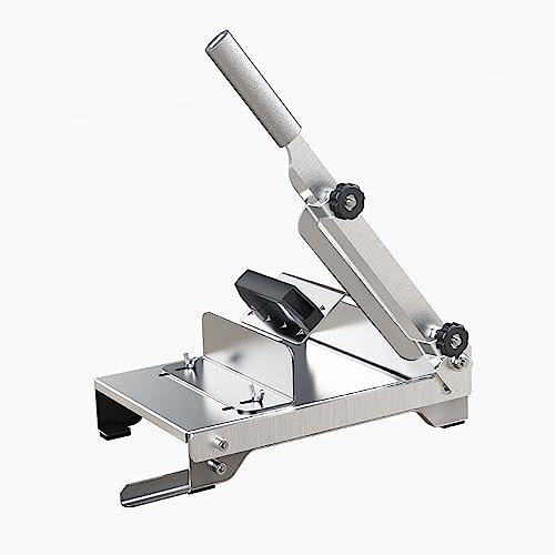 HUHJYUGE Manual Meat Slicer Machine Stainless Steel, Meat Cutter Machine for Home Adjustable Thickness, Deli Food Slicer U-Shaped Support Frame, for Home Cooking of Bbq Hot Pot