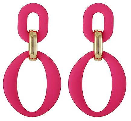 SIXDUTON Neon Ohrringe Damen Statement Ohrringe Bunt Ovale Creolen | Groß Acryl Ohrringe 80er Jahre Modisch 90er Ohrringe Modeschmuck Geschenk für Party Kostümzubehör Karneval Mottoparty
