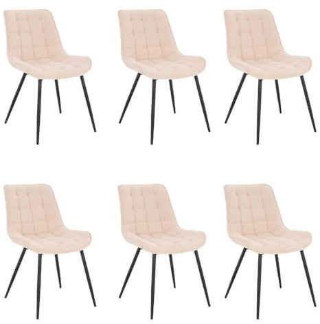 Home Deluxe - Polsterstuhl IKALO 6er Set - Farbe: Creme - weiche Polsterung, bis 120 kg belastbar I Küchenstuhl Speisestühle Esszimmerstühle