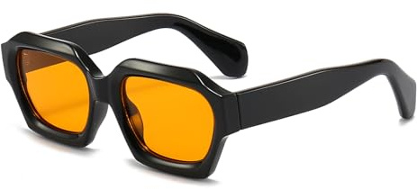 LJCZKA Retro Chunky Square Sunglasses Womens Mens UV400 Protection | Vintage Fashion Sunglasses Thick Frame 80s Eyewear