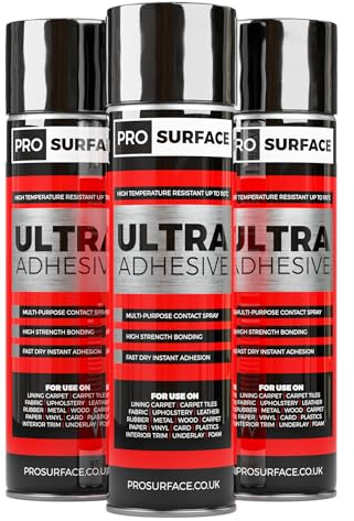 3 Cans Ultra Adhesive - High Temperature Multi-Purpose Contact Spray Adhesive 500ml