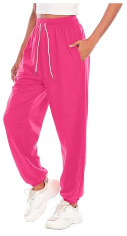 Generisch wasserdichte Hose für Damen, Kurze Größe, Jogginghose, Sporthose, Damenhose, Schwarz, Größe 40, Dunkelrosa, XL