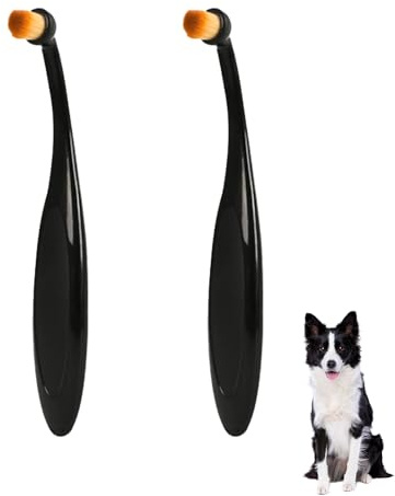 MEISH 2 pennelli professionali per applicare polvere per animali domestici, per applicare uniformemente macchie di lacrima, pennello in polvere in fibra superfine per rimuovere le macchie