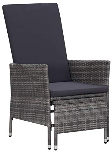 Gecheer Garten Liegestuhl mit Auflagen Gartenstuhl Relaxstuhl Sessel verstellbare Rückenlehne,Sonnenliege Hochlehner Stuhl Gartensessel Gartenmöbel 62 x 131 x 106 cm,PE-Rattan,Stahl