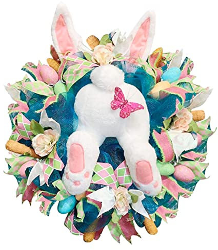 Türkranz Ostern Osterdeko, Osterkranz Osterdeko Türkranz, Osterkranz Haustür Türkranz mit Ostereier, Ostern Mit Hase Hintern Anhänger, Dekorative Künstliche Blumen Kränze Tür Wand Fenster
