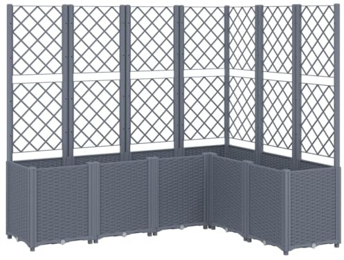 vidaXL Jardinera con Enrejado, Macetero de Plantas Flores, Maceta de Hierbas, Arriate para Jardín Patio Balcón Terraza, PP Azul Gris 160x120x140 cm