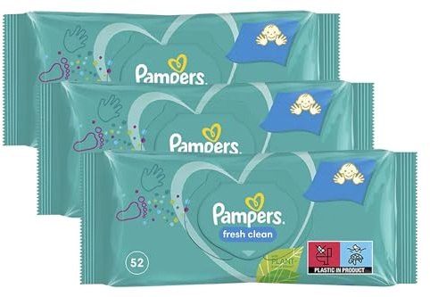 Cheeroo Lot de 156 lingettes Pampers pour bébé, lingettes humides pour le visage, les mains et le bas du corps, essentiels pour bébé, lingettes pour bébé