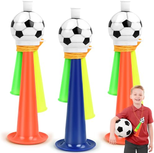 Trompeta para Futbol,3 Piezas Bocina Futbol para Fiesta Niños,Vuvuzela Cuerno de Fútbol,Cheer Cuerno de Plástico para Fiesta Temática de Fútbol,para partido de la Copa Mundial (19CM)