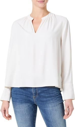 Tommy Hilfiger Blusa Mujer Soft Viscose con Cuello de Pico, Marfil (Ivory Petal), 42