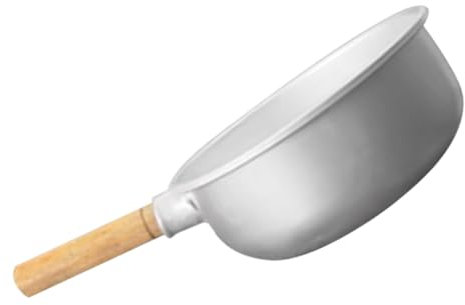 BIUDECO Water Ladle Wooden Handle Aluminum Kitchen Spoon for Bath Shower and Home Use Outer Diameter Versatile Kitchen Water Scoop for Feeding and Serving