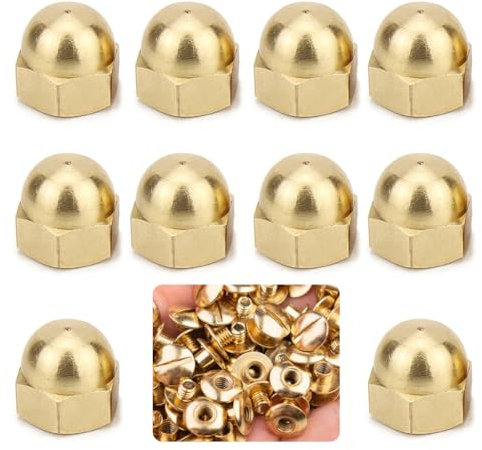 Beatific 10 Stück M10 Messing Hutmuttern M10 Sechskantmuttern für Schrauben, M10 Hutmuttern Messing Maschinen, Fahrzeuge, Befestigungselemente zur Reifenbefestigung