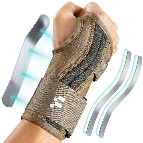 Fitomo Wear-Resistant Kevlar Wrist Support with Removable Aluminium Stays for Men Women, Carpal Tunnel Wrist Splint for Arthritis, Tendonitis, Repetitive Strain, Adjustable Wrist Brace for Work Sleep