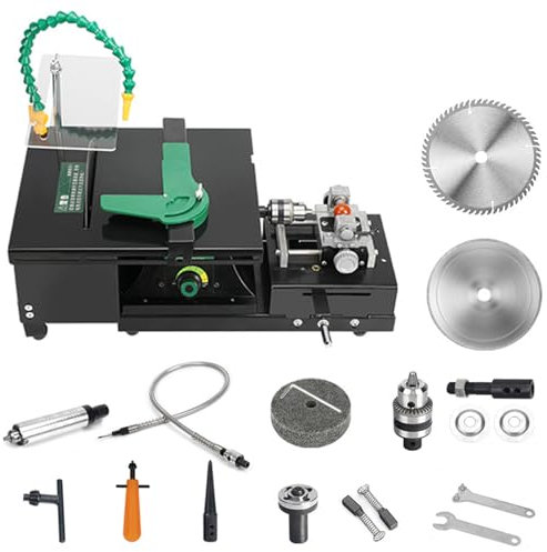 Mini Table Saw 0-12000rpm Jewellery Lapidary Saw Bench Lathe Polisher DIY Cutter Gemstone Polishing Grinding Machine,28.5x26x15cm