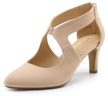 DREAM PAIRS Women's Pumps Closed Pointed Toe Kitten Heels Elegant Party Wedding Dress Shoes for Women,Size 6,Nude,DWUMPU2501