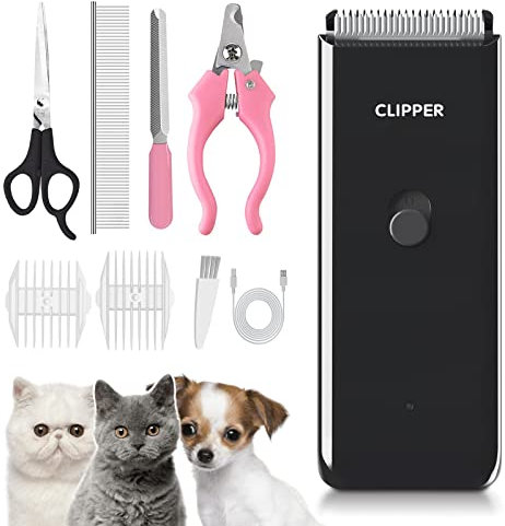 ENSSU Hundeschermaschine für dichtes Fell, wiederaufladbare Hundeschermaschine Katzenpflege Trimmer, kabelloser tierhaarschneidemaschine Haustier Rasierer für Katze/Kleiner Hund/Kätzchen/Welpe,Schwarz