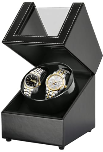 CENBEN Double Automatic Watch Winder Box, Ultra-Quiet Motor Auto Watch Turner Rotator Watches Display Storage with Dual Rotation Mode for 2 Mechanical Watches Women and Men