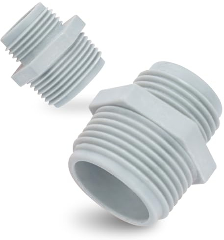 Green Expert Plastic Adapter Kit 1 NPT Male to 3/4 GHT Male for Water Pumps and Hoses Easy Connection Well Pump Connector Accessory Replacement, 2PCS
