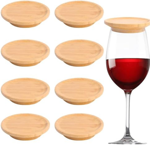 CUEMOON 8 bicchieri da vino Charcuterie Topper, sottobicchieri in legno, per antipasti, feste, dessert