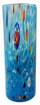 MurArt Vase de Murano ALT. 24 CM Collection Tower en verre soufflé à la main en fabrication artisanale Made in Italy (Celeste, Vase)