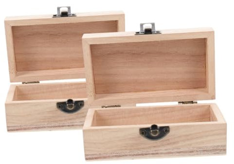 ADOCARN 2stücke Unbehandeltes Holz Diy-schmuckschatulle Naturholz Schmuckkästchen Schatztruhe Für Schmuckaufbewahrung Bemalbar Rustikale Holzschatulle Organizer Für Handwerk Und Büro