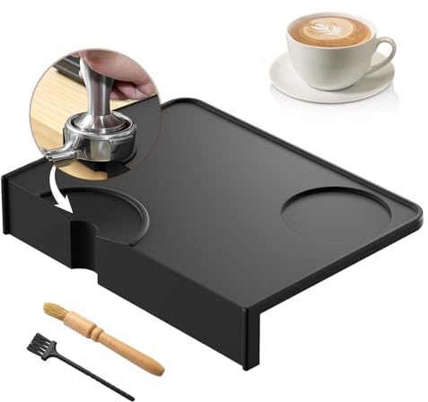 Espresso Tampermatte, Kaffee Tampermatte, Kaffee Tamper Matte Silikon mit Kantenschutz, Tamping Matte anti-Rutsch, Wasserdicht und HitzebestäNdig, füR SchüTzt Arbeitsplatte Kaffeeecke, 20.5x15cm