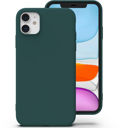 Zuvirelx Silikon Handyhülle für iPhone 11 Hülle, Weiches Griff, Dünne, Minimalistisch, Stoßfest, rutschfest, Taschenpassend - Tiefgrün