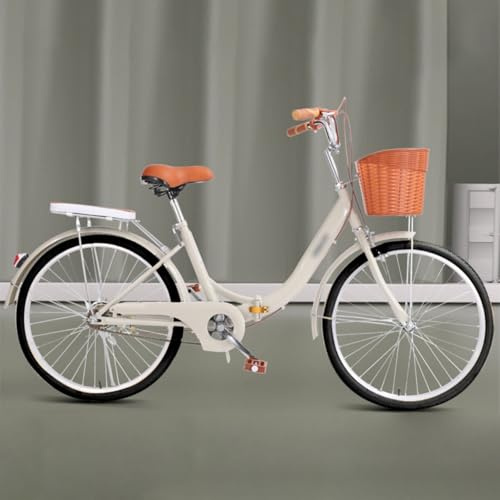 24 Zoll 26 Zoll Faltrad Für Erwachsene, Klapprad Mit Rahmen Aus Kohlenstoffstahl Mit Gepäckträger Hinten Und Korb Vorne B,24 inch