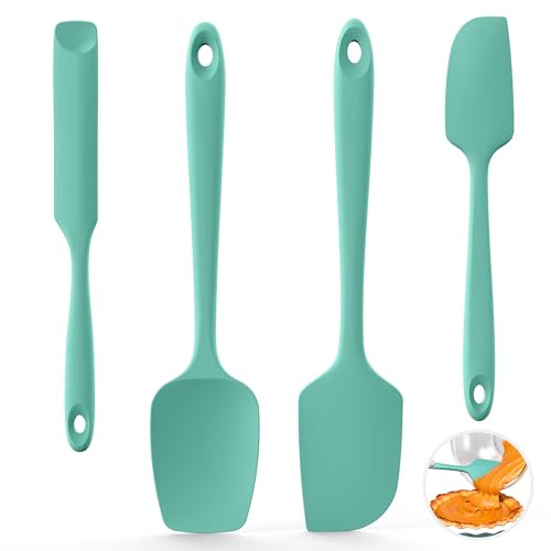 U-Taste 4Pcs Silicone Spatula Set, 315℃ Heat-Resistant, Aqua Sky | Nonstick Rubber Bowl Scraper with Sturdy Core, Flexible Edge, Seamless Kitchen Cooking Baking Mixing Utensils for Cookware