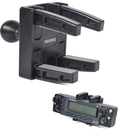 TWAYRDIO Adjustable Mount Bracket with 25mm/ B Size/ 1 Ball Adapter, for Detachable Panel Mobile CB Radio & Scanners, Compatible with RAM Mounts B Size Double Socket Arm for ICOM TYT Yaesu Retevis