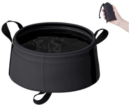 Portable Foldable Water Basin,Collapsible Bucket with Carrying Bag, Lightweight Camping Container for RV Outdoor Travel, Cook,Fishing,Gardening,Beach,Black