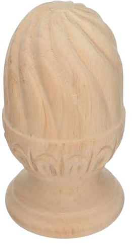 DECHOUS Adorno de Remate de Piña Tallada en Madera sin Pintar 8X14 CM para Columnas de Barandilla y Decoración de Muebles de Madera