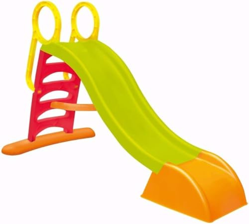 Scivolo per bambini 5 gradini con innesto acqua. Scivolo da giardino per bambini super resistente. Scivolo per bambini da casa in plastica 180x78x110cm. Multicolor Max 50kg (Giallo)