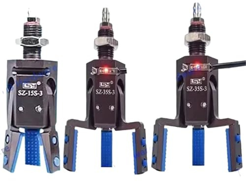 Pneumatischer Greifer, Drei-Klauen-Klammer-Erkennungsschalter, Anti-Rutsch-Pad, automatisches Greifen von Werkstücken, mechanisches Armzubehör(Blue)