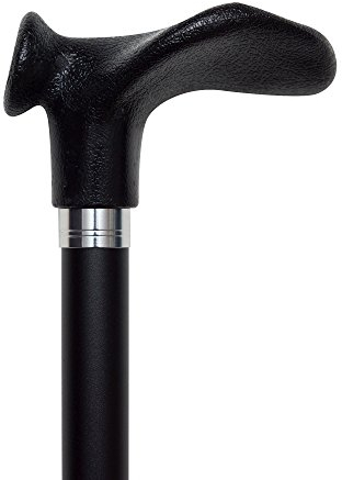 Gehstock Gehhilfe Leichtmetall mit anatomischem Comfort-Griff schwarz (Rechts)