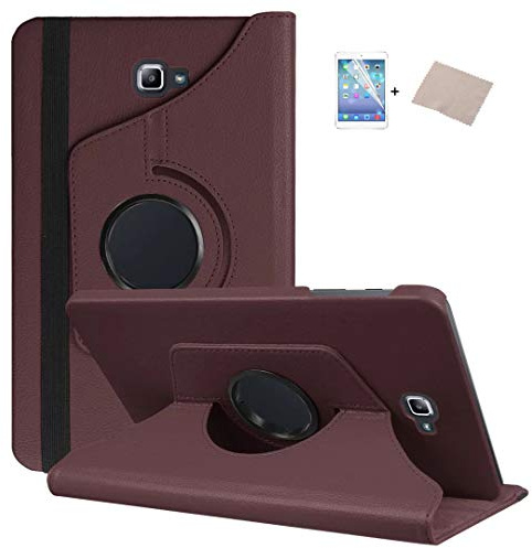 FULOZO® Samsung Galaxy Tab A6 10.1 (2016) T580/T585 Hülle Case-360 Grad Rotations PU Ledertasche Smart Cover mit Standfunktion für Samsung Galaxy Tab A 10.1 Tablet+Display Schutzfolie(Bronze)