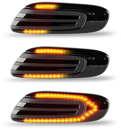 OZ-LAMPE 2Pcs LED Dynamic Side Indicator for BMW MINI COOPER F55 F56 F57 2014-2020,Canbus Error Free Car Turn Signal Light, Sequential Side Repeater Marker Blinker Lamp Black Smoked Lens