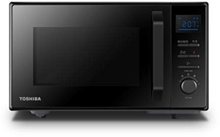 Toshiba Four à micro-ondes 950 W 25 L avec cavité en émail facile à nettoyer, plateau tournant à mémoire de position, convection 2250 W et grille croustillante 1150 W – Noir – MW2-AC25TF(BK)