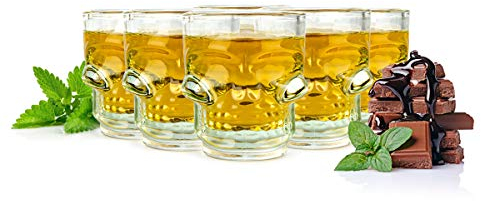 Sendez Lot de 6 verres à liqueur en forme de tête de mort - 4 cl - Verres à shot - Verres à vodka